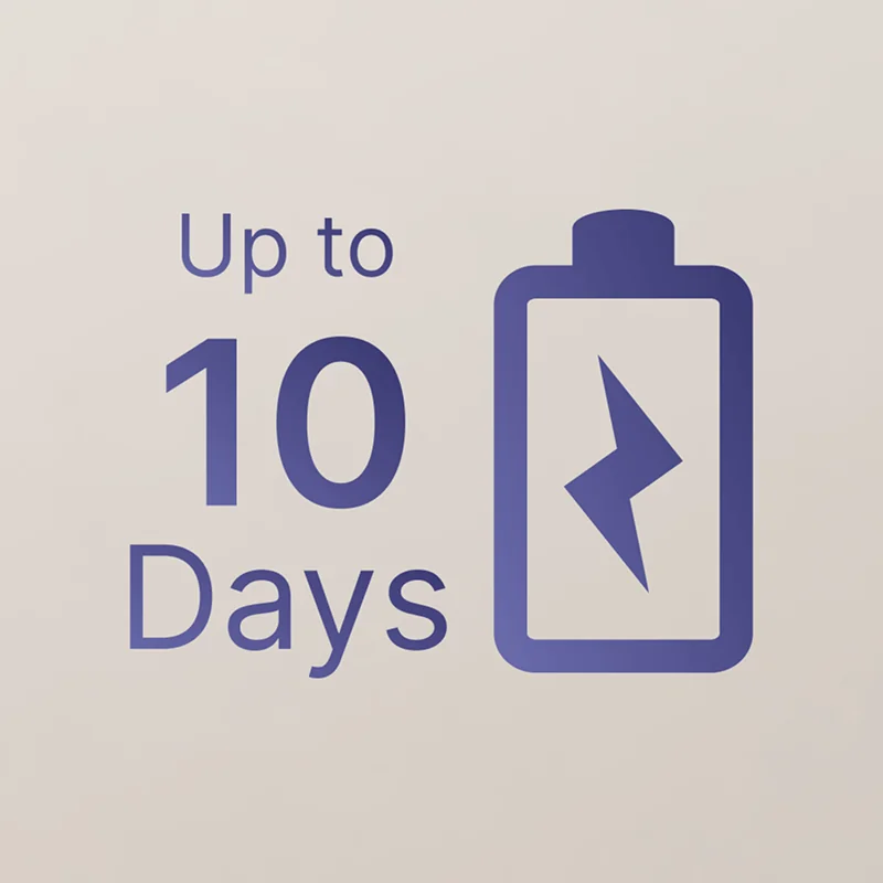 10-Day Battery Life Battery icon showing 10-day battery life for blēo