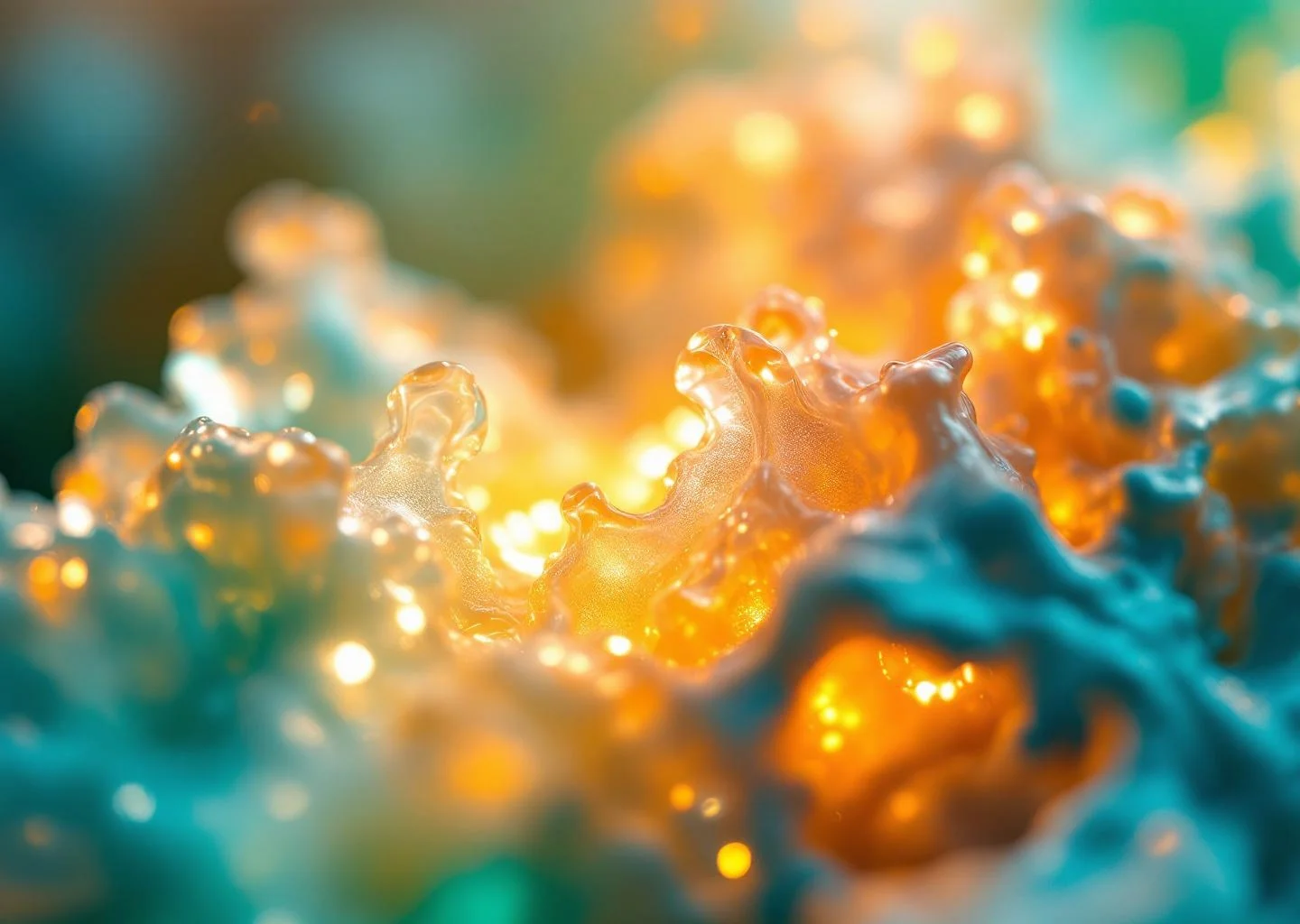 An abstract microscopic representation showing the transition from healthy, crystalline cartilage to inflamed, aged tissue.