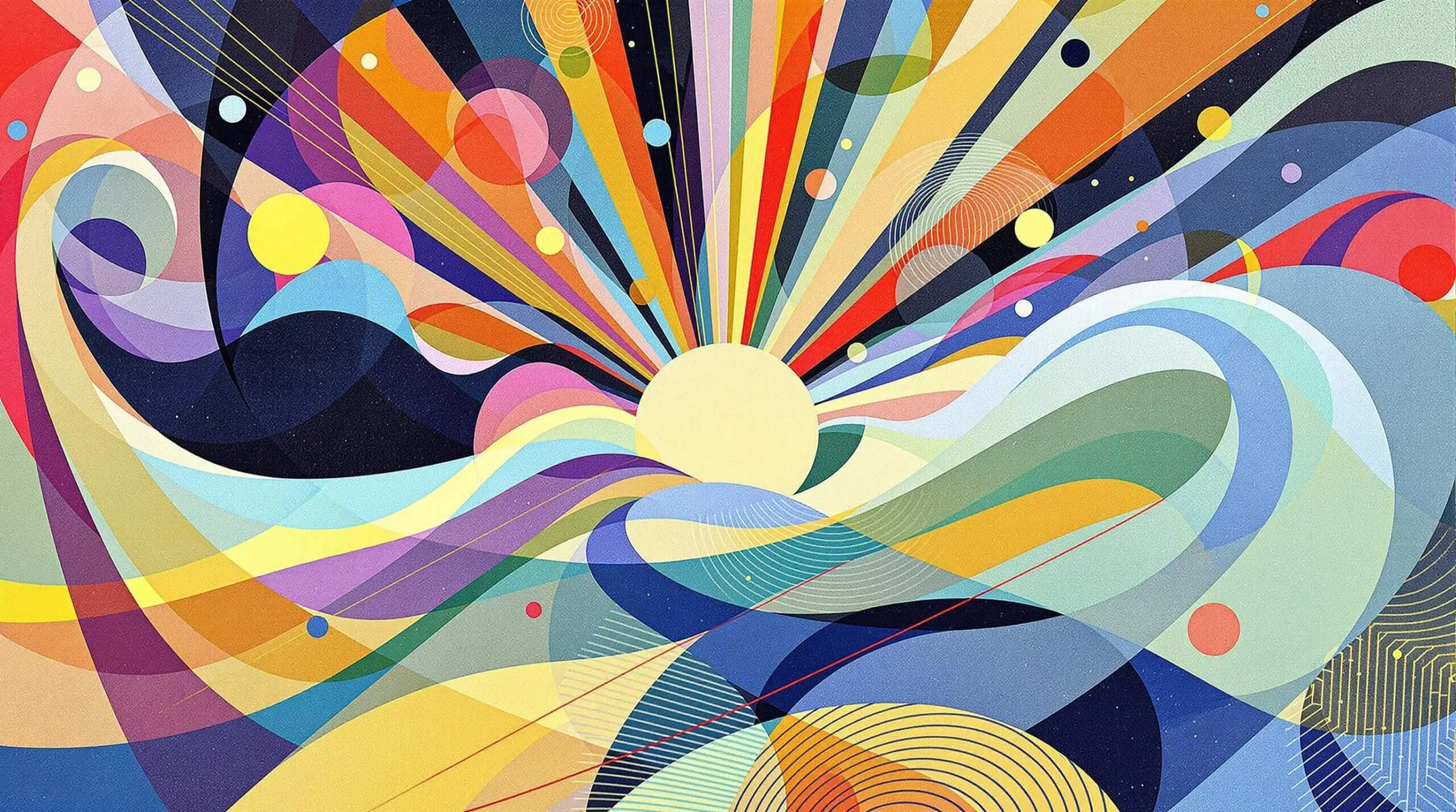 Abstract representation of mineral vibrations in colorful waves.