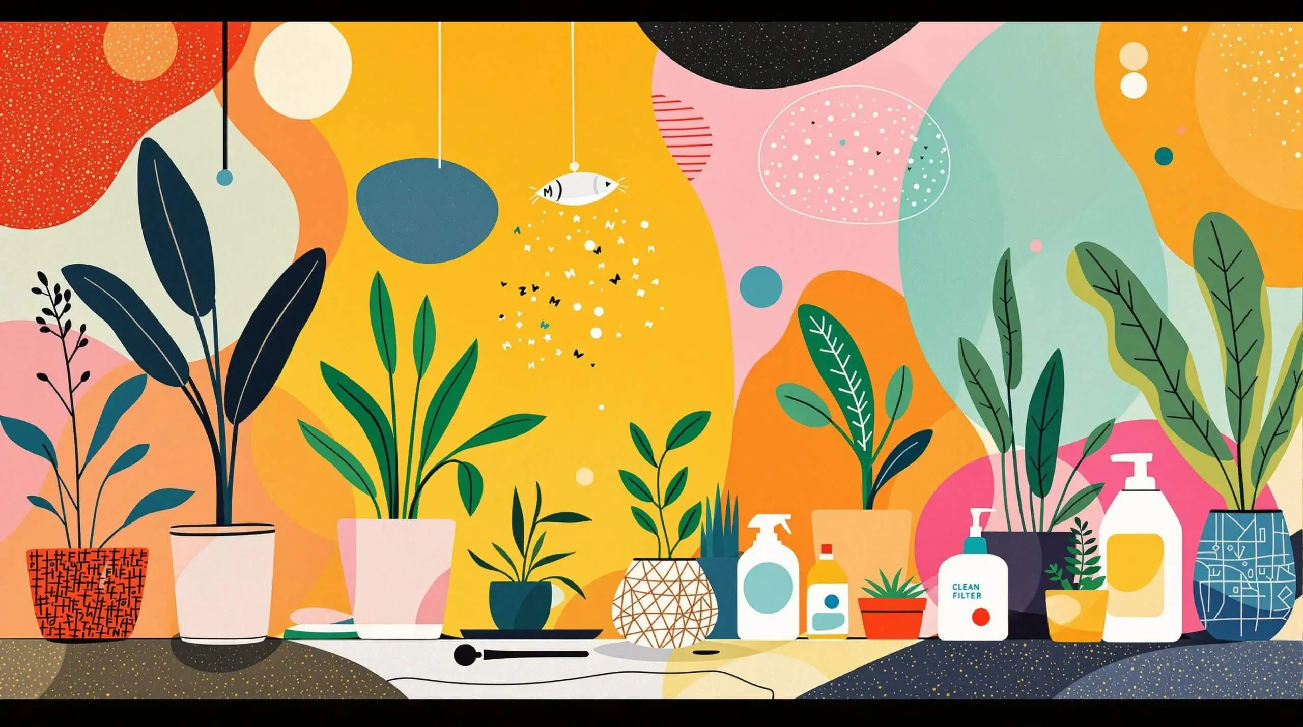 An artistic depiction of a clean and serene home environment with detox elements.
