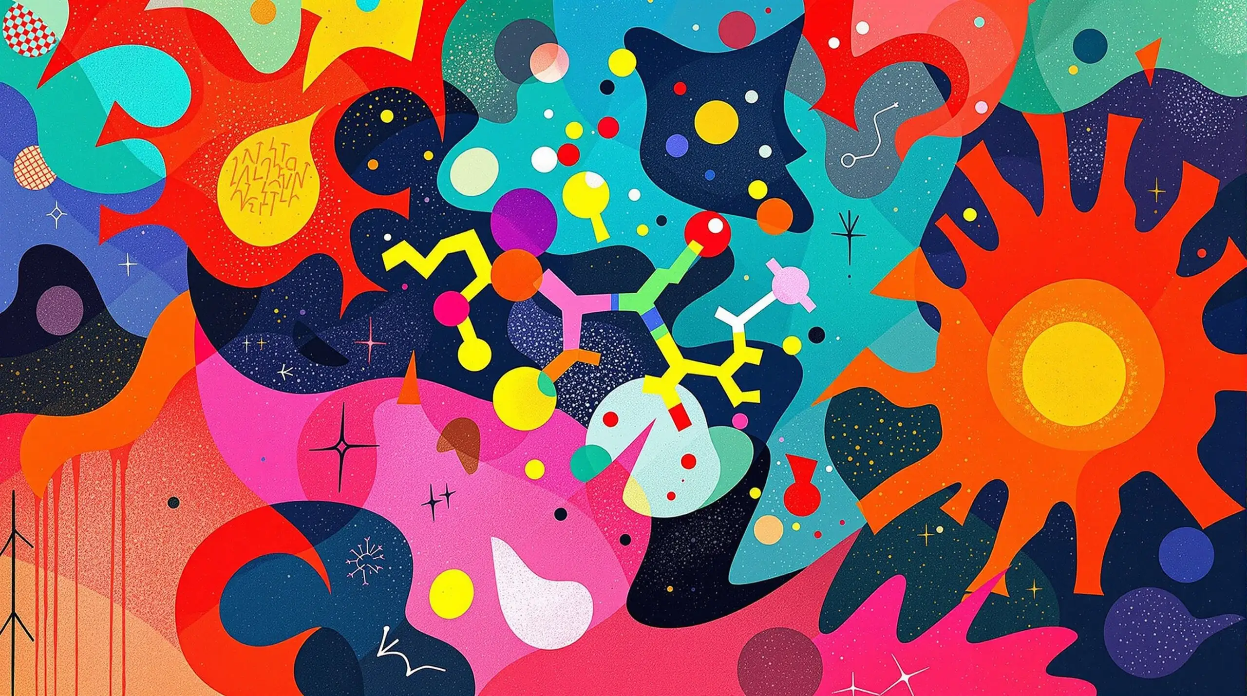 An artistic depiction of semaglutide surrounded by abstract inflammation symbols.