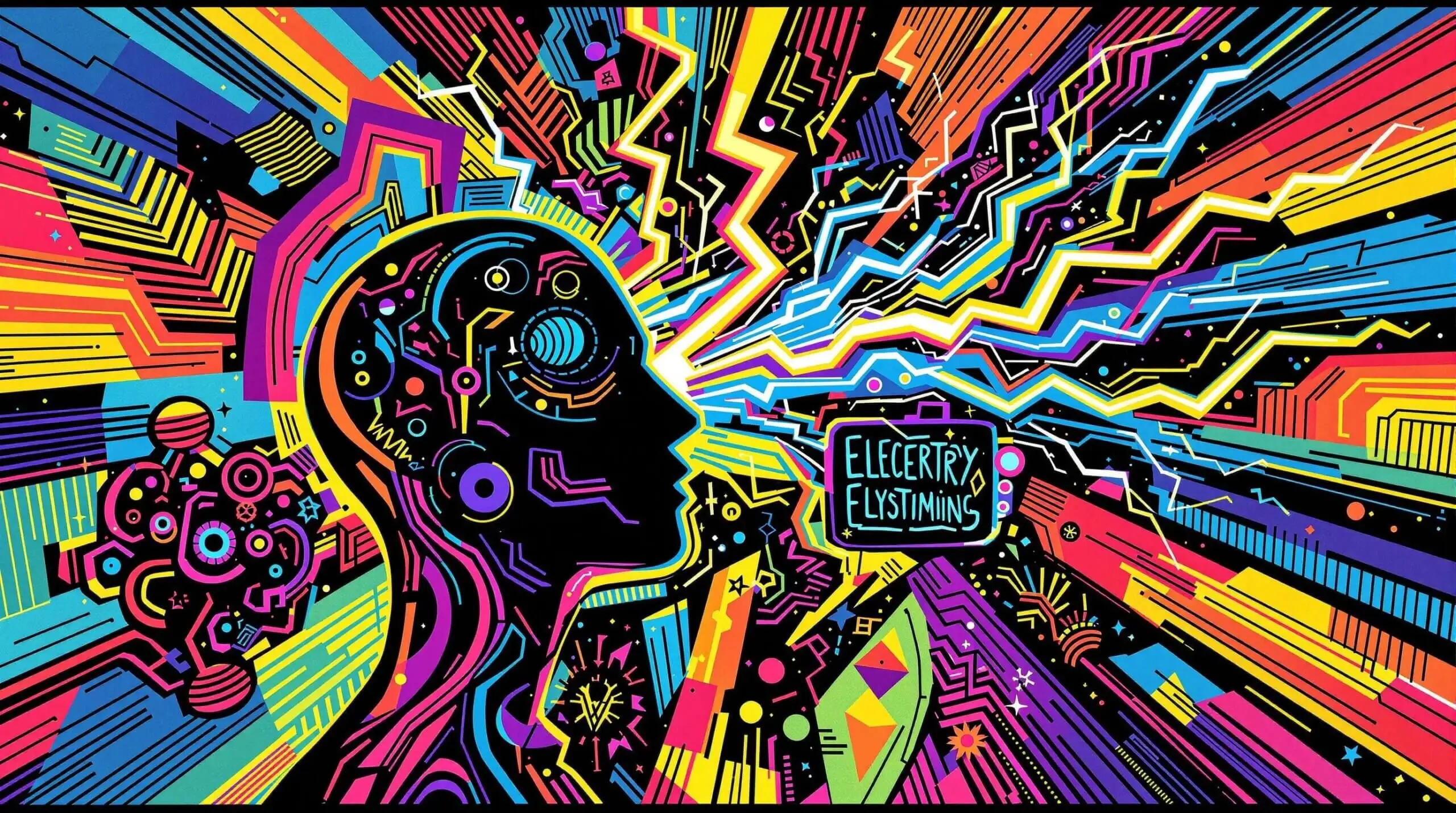 An abstract illustration of an electroceutical device rejuvenating human cells.