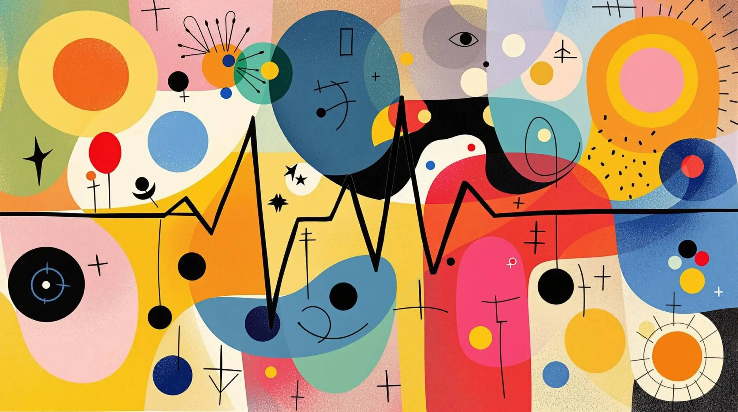 Vital signs intertwined with geometric patterns, symbolizing health and vitality