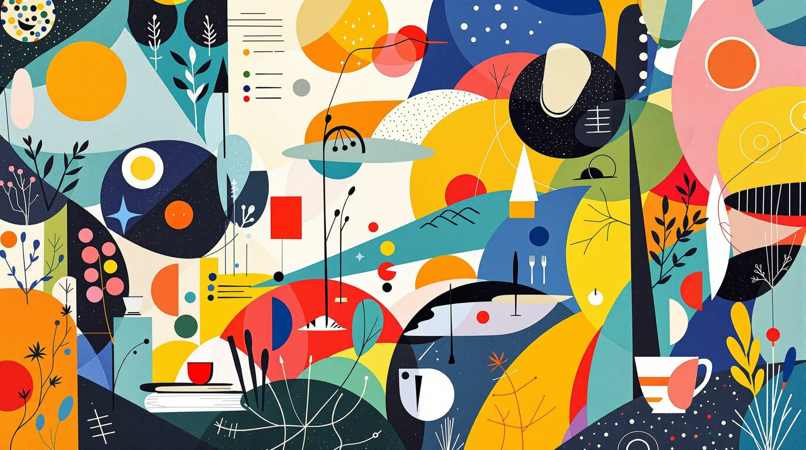 Abstract collage of minimalist habits such as journaling and outdoor activities.