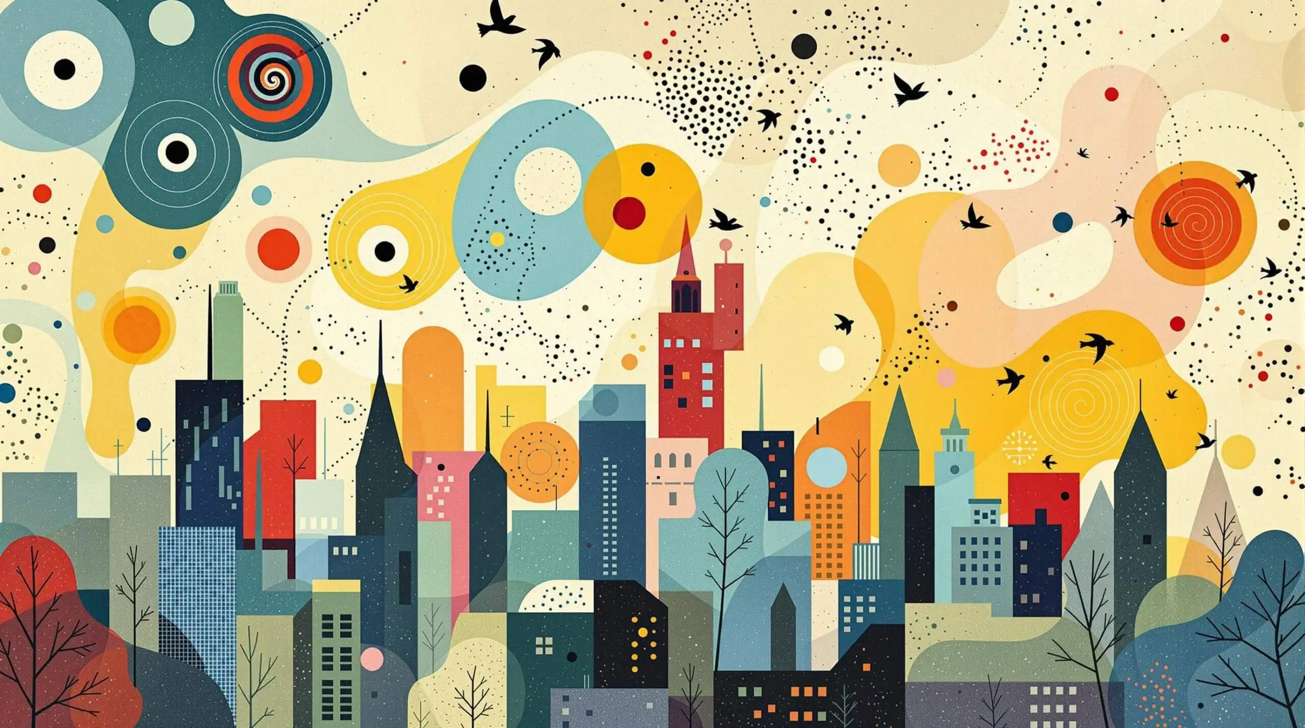 An artistic depiction of air quality effects over a city skyline