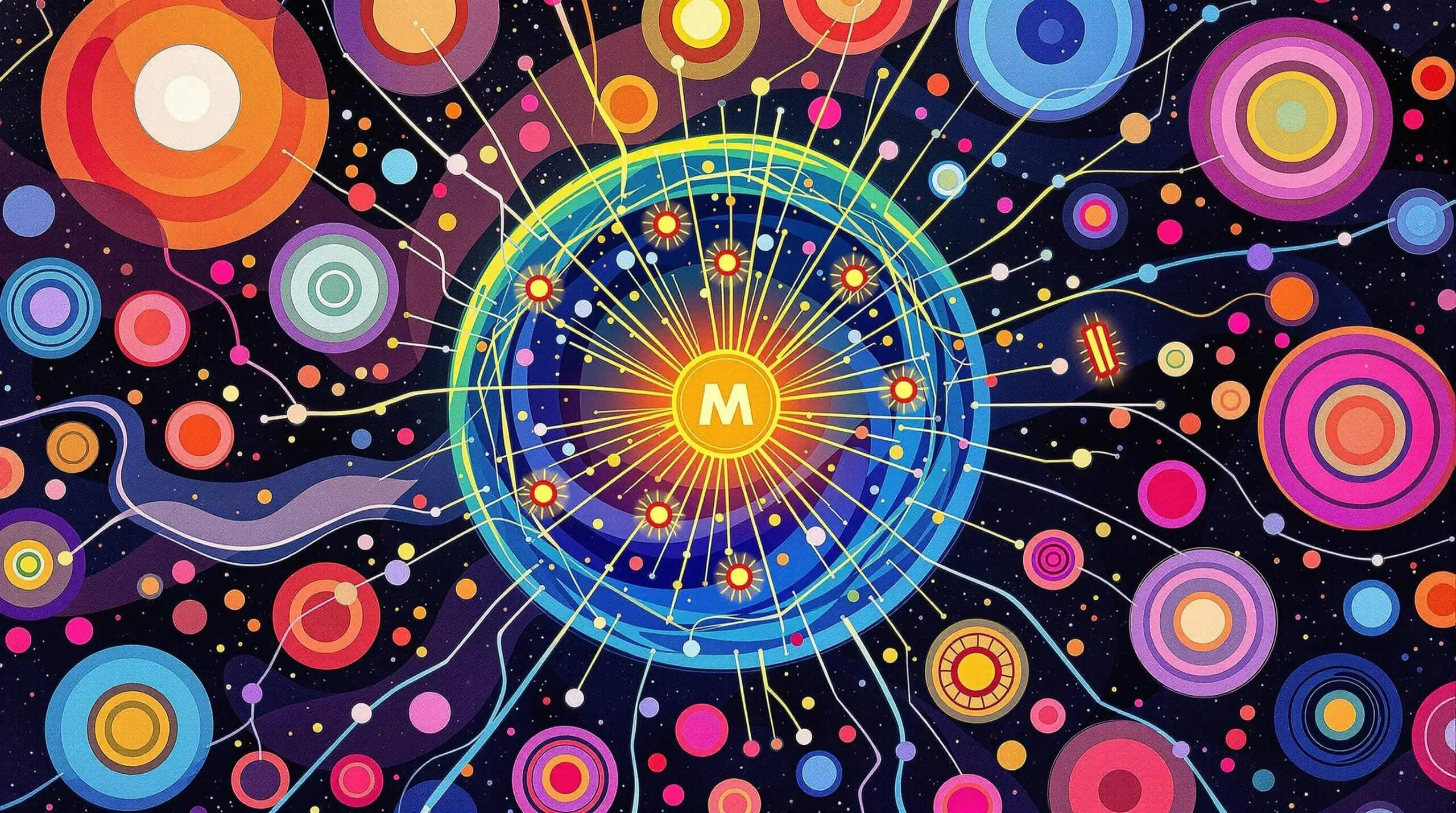Artistic illustration of a human cell with glowing mitochondria, set against an abstract background