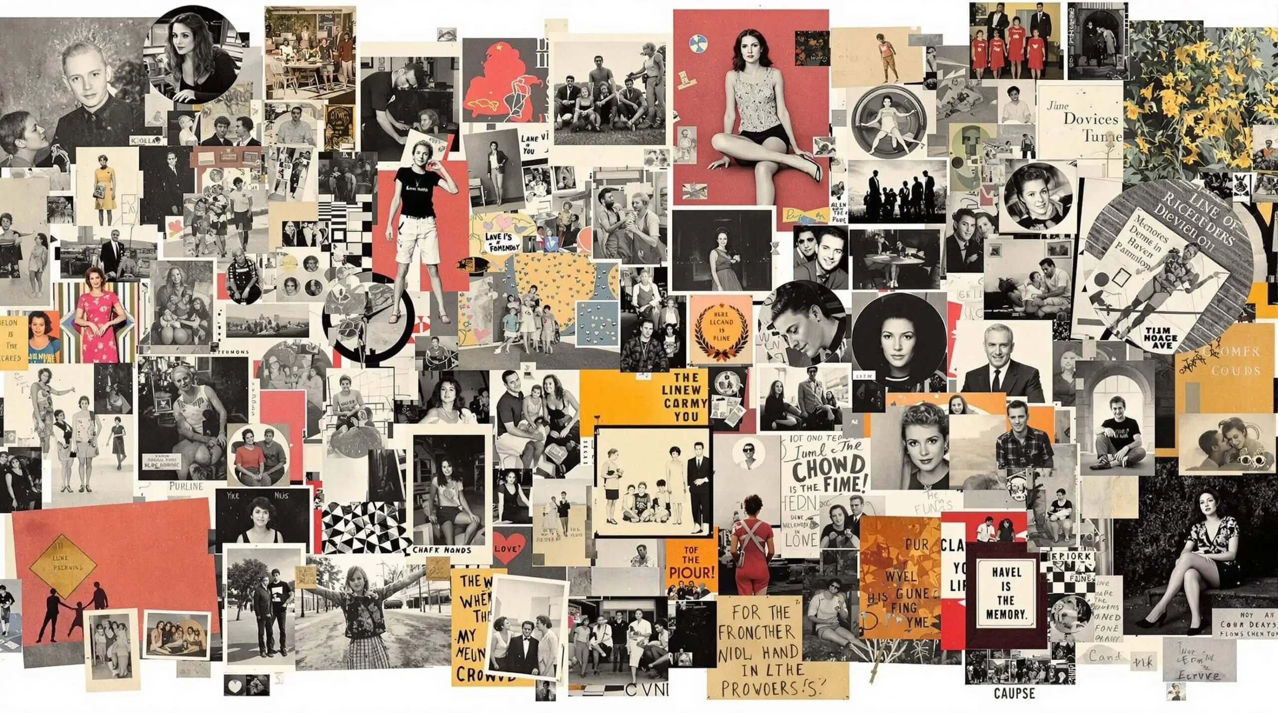 A collage of vintage and modern photographs depicting the continuity of memories.