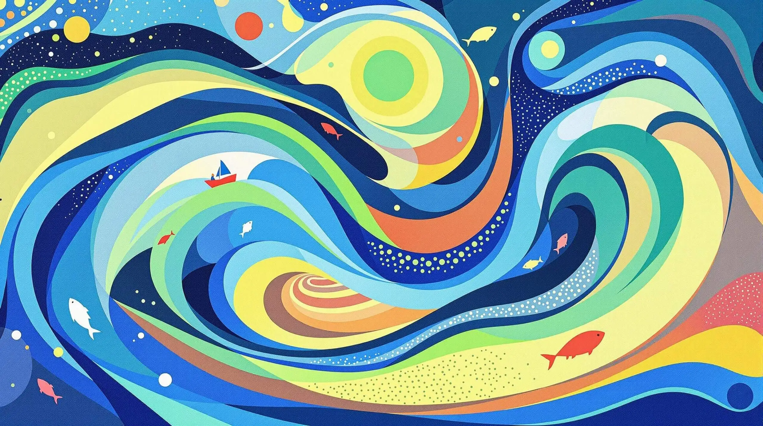 An artistic illustration of a colorful, flowing river symbolizing life and longevity.