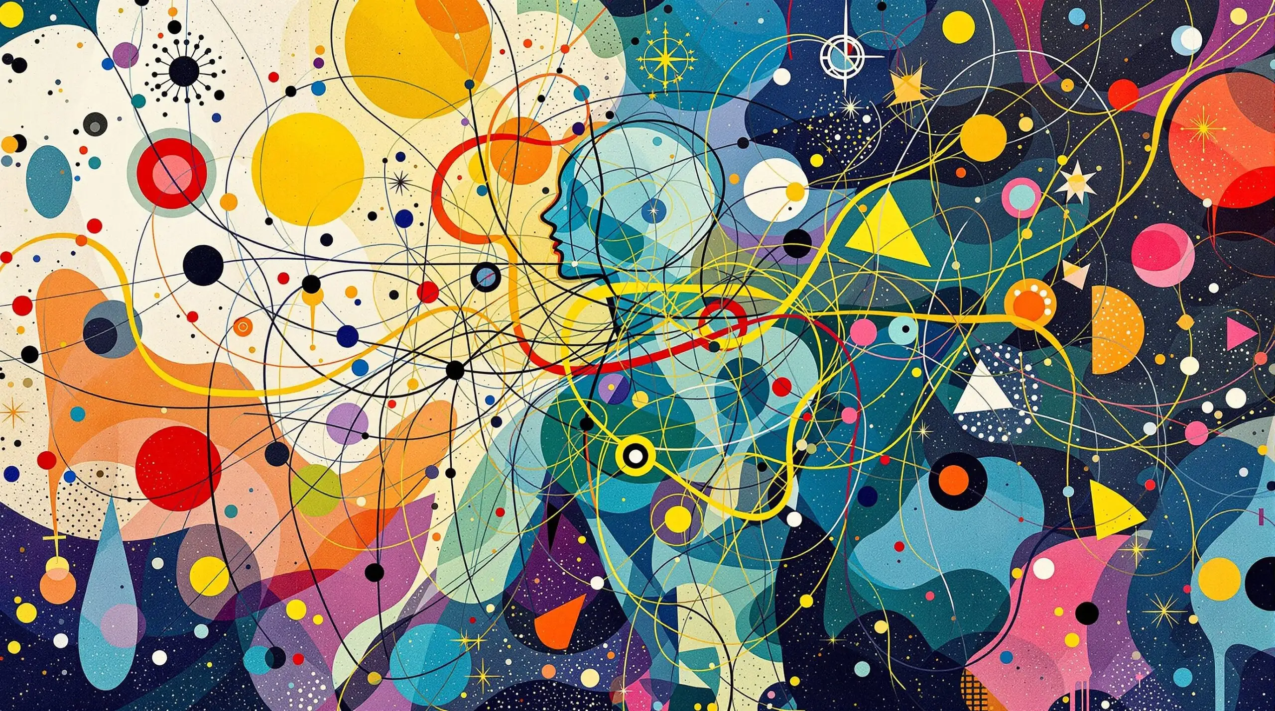 Abstract art of a human form with lines and shapes symbolizing the benefits of fasting.