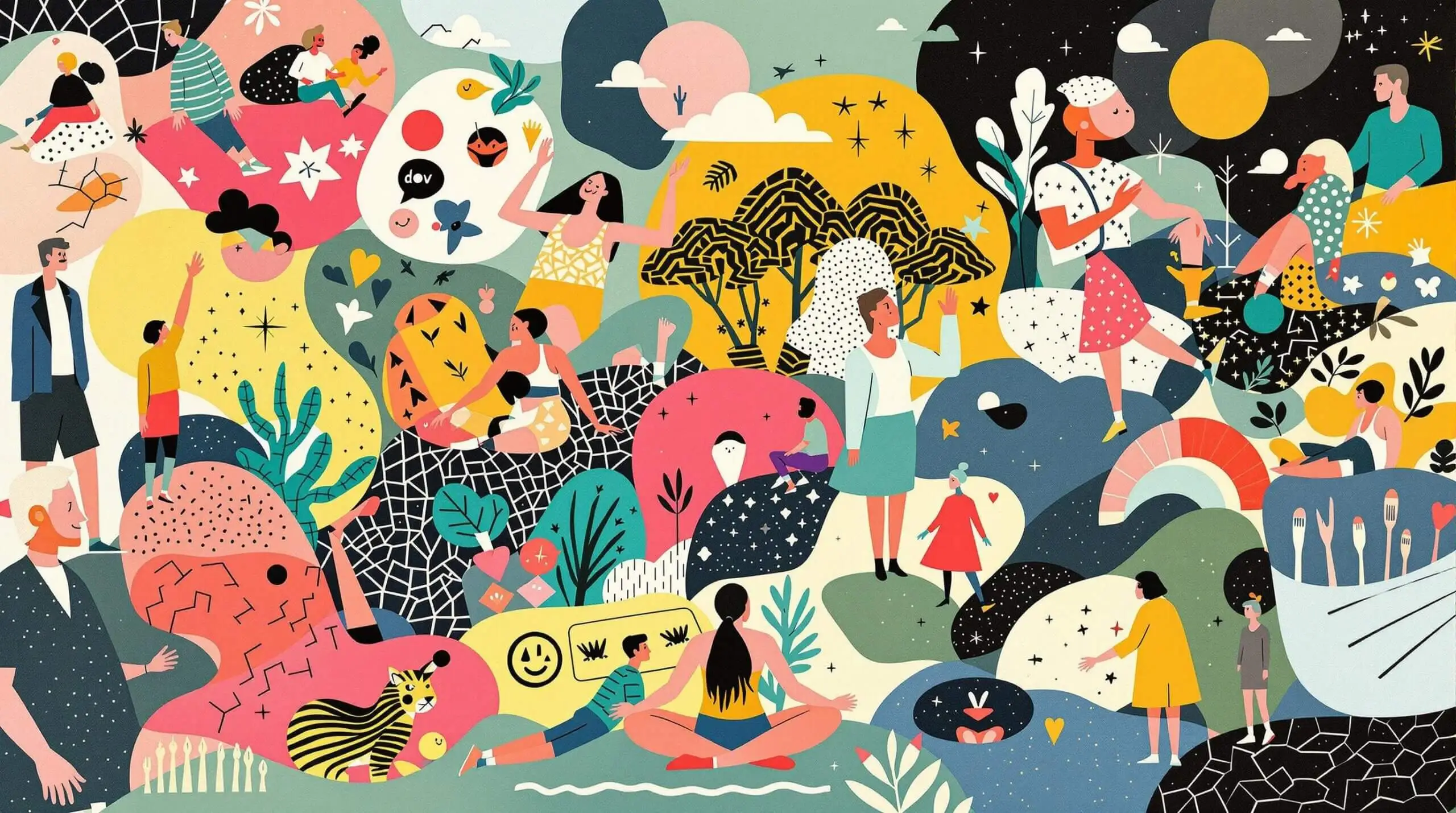 Collage of people exercising and meditating representing resilience and longevity