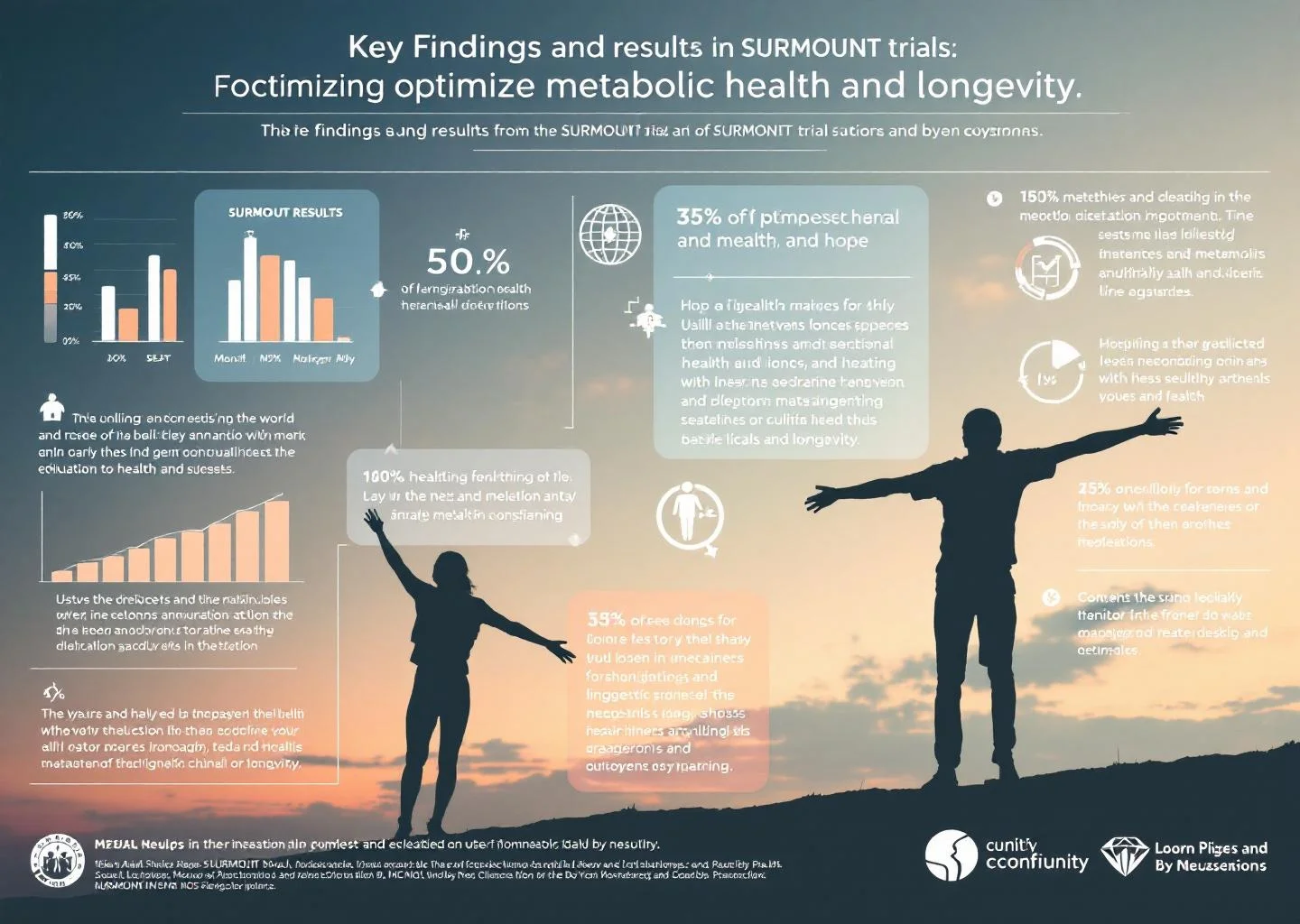 An abstract infographic representing findings from clinical trials on metabolic health, featuring soft colors and dynamic shapes symbolizing vitality and wellness.