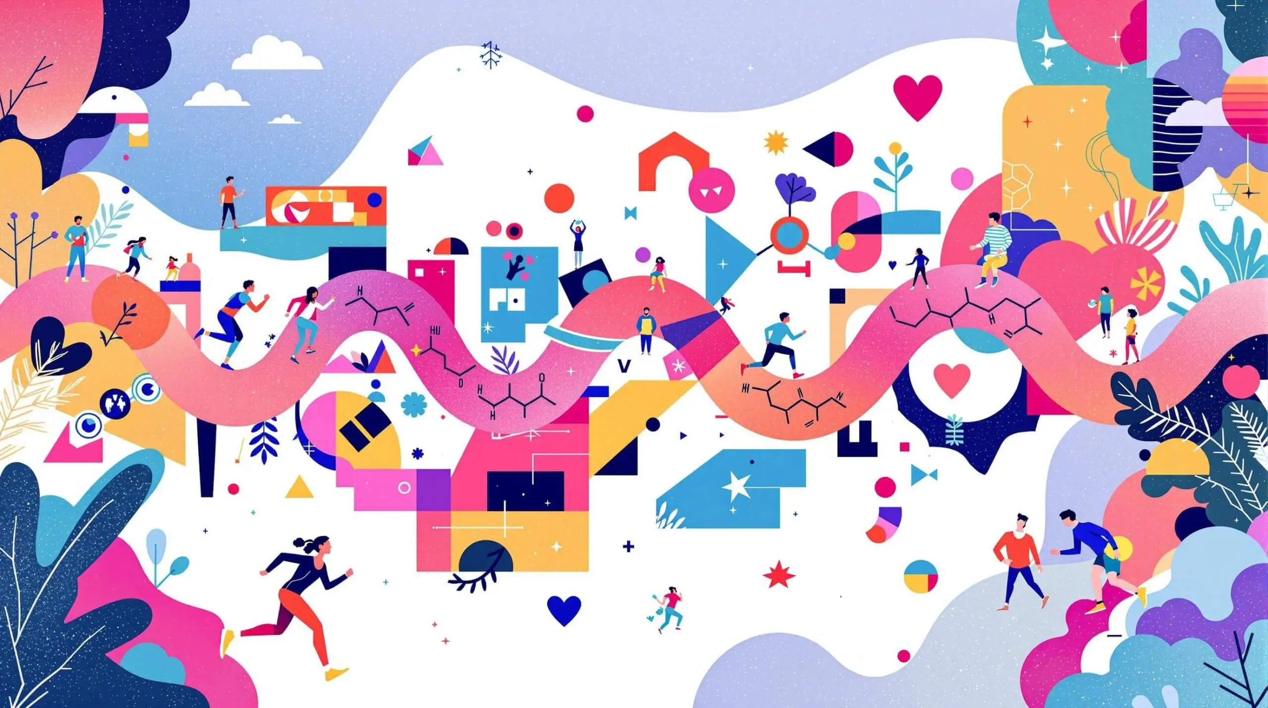 An illustration of Semaglutide's chemical structure with health symbols.