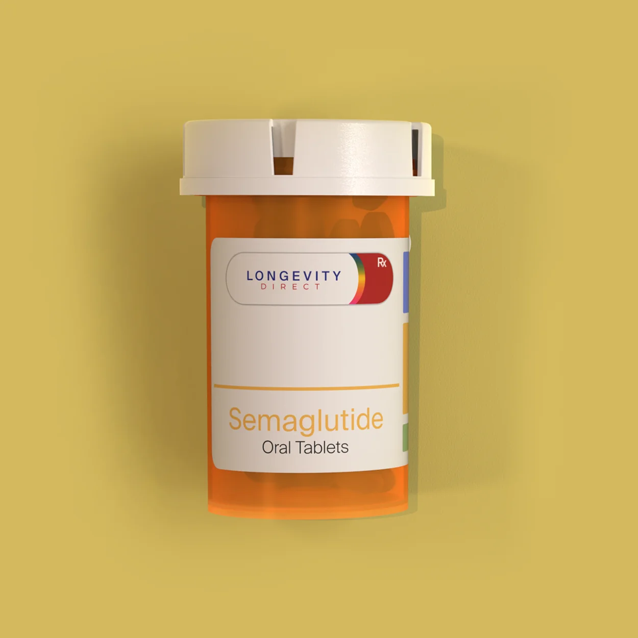 Bottle of Semaglutide oral tablets for longevity.